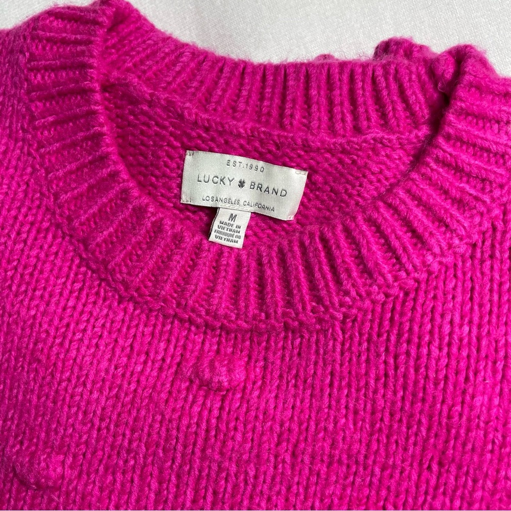 Lucky Brand Bobble Stitch Crewneck Cotton Blend Knit Sweater - Picture 2 of 11